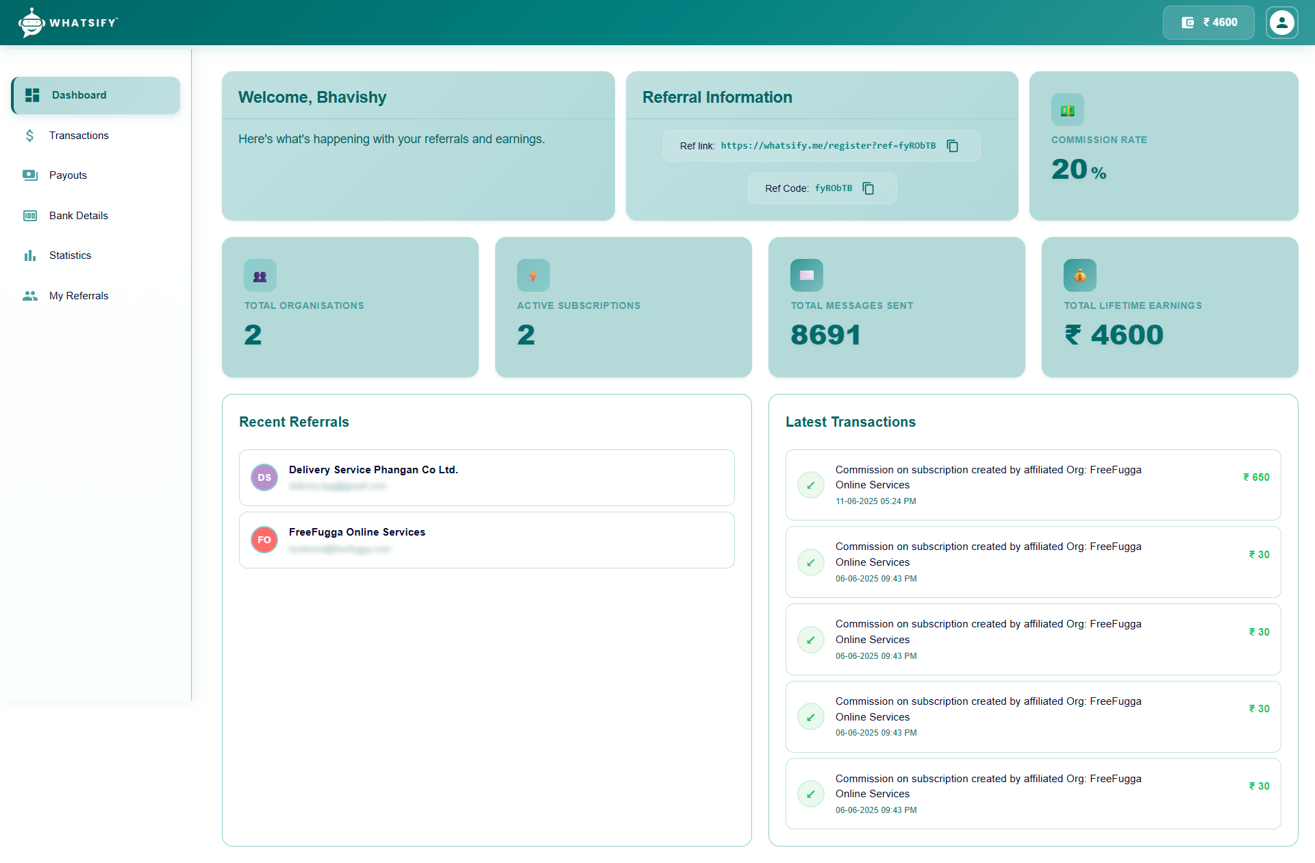 Whatsify Partner Dashboard